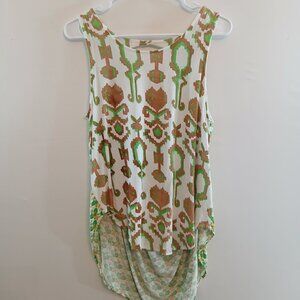 Language womens size L PrintSleeveless Drape Tank Top Multi-Color